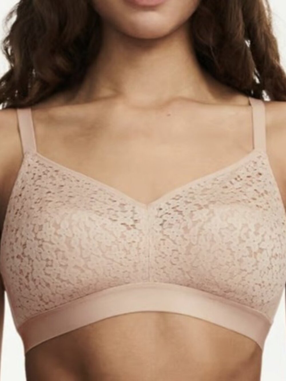 BNWOT Chantelle Norah Supportive Lace Wirefree Bra, 32DDD(f) Nude Blush